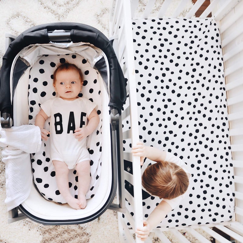 Ely's & Co. Bassinet Sheet Set 2 Pack 100% Jersey Cotton Black and White Abstract Stripes and Dots by Ely's & Co - Image 3